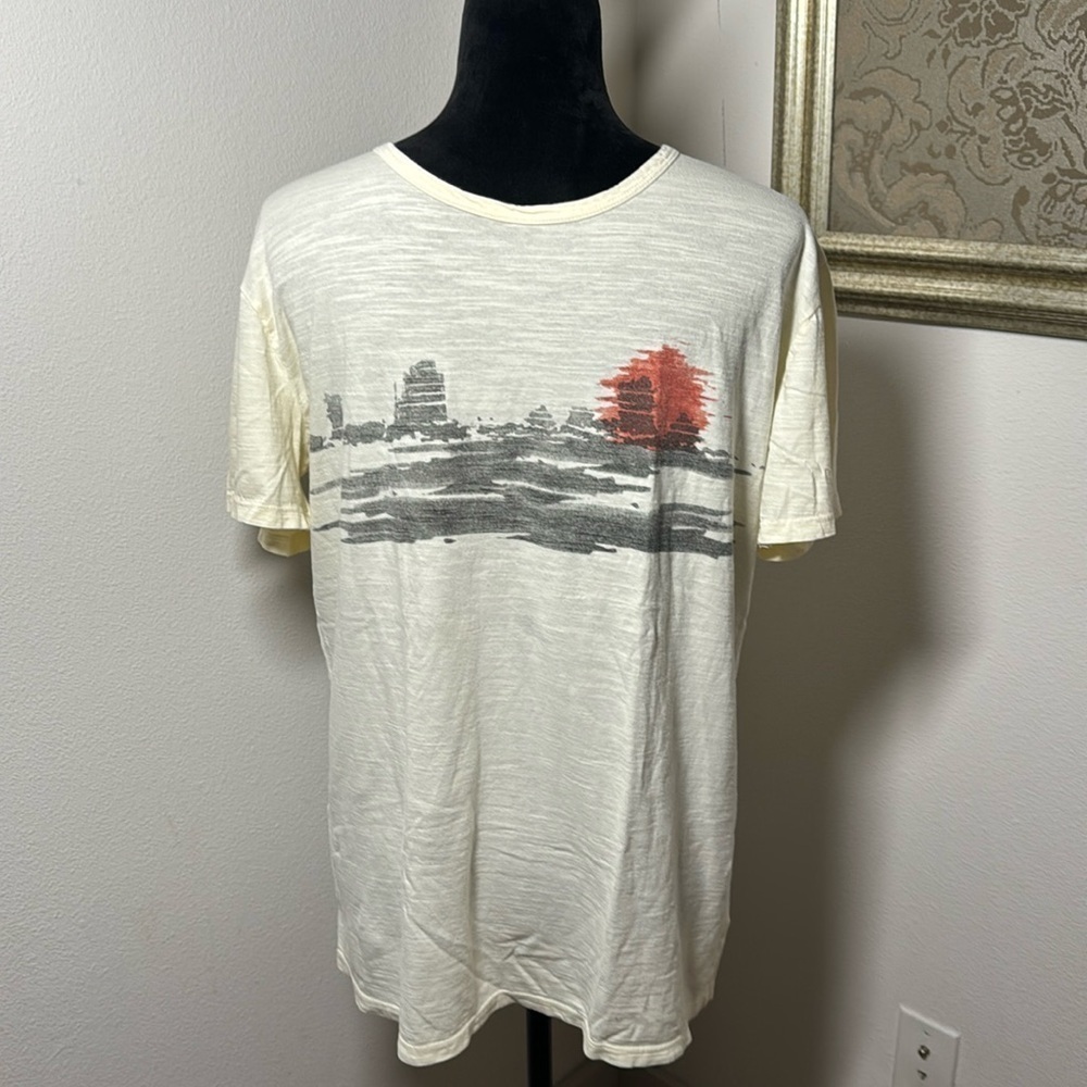 VESTIGE series: Young West ivory crew neck short sleeves cotton T shirt‎ Sz M